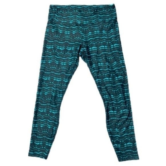Fabletics Tidal Print Power Hold Cropped Green Blue Leggings Medium - Picture 2 of 8